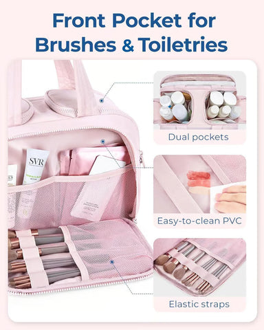Large Capacity Wide-Open Travel Cosmetic Bag